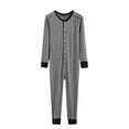 thumbnail image 1 of KIHOUT Plus Size Women Button Striped Onesie Pajamas Adults Soft Long Sleeve Sleepwear Jumpsuit Ladies Pajama Set one Piece Loungewear S-3XL, 1 of 9