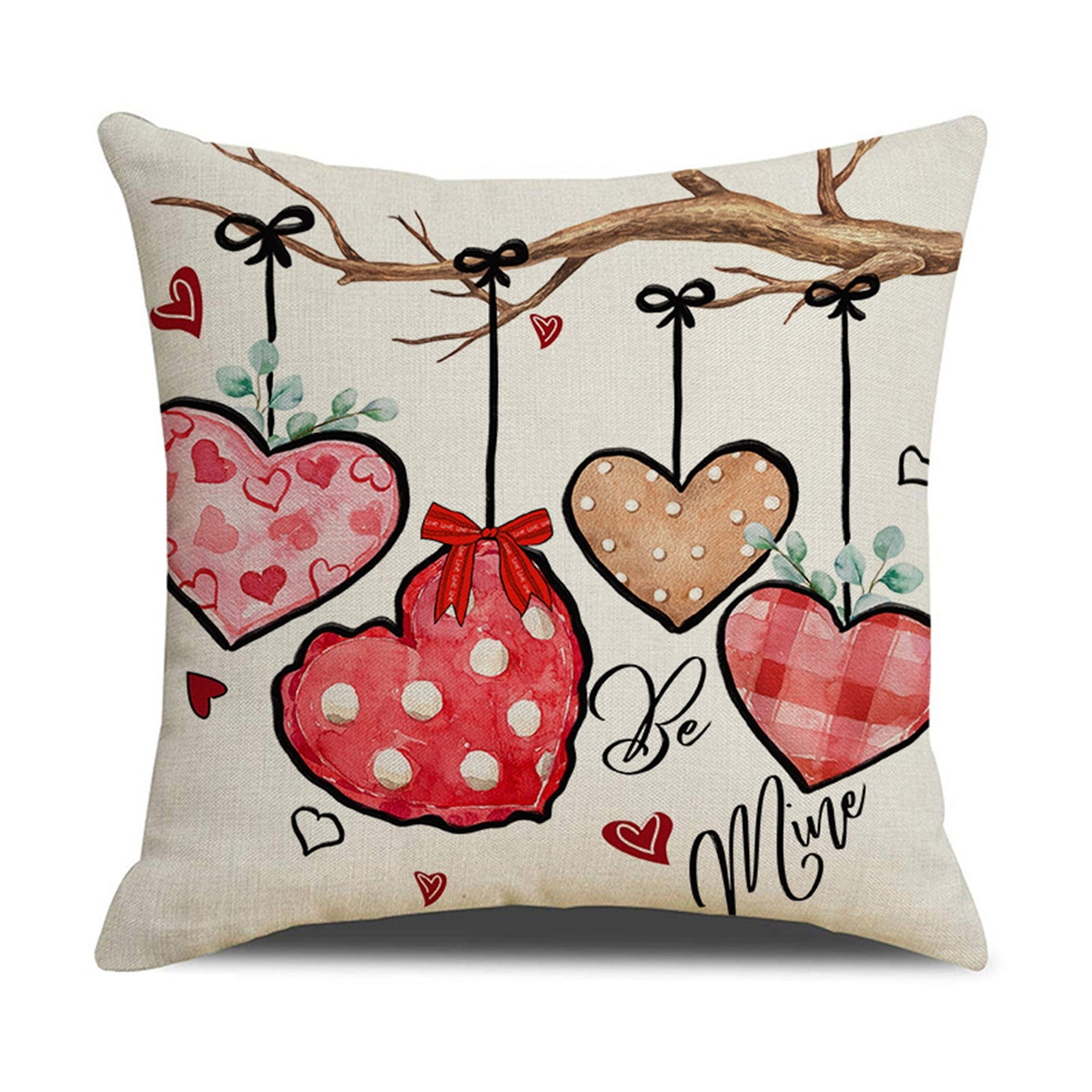 KIHOUT Clearance Valentine's Day Pillow Covers 18x18 Red and White Love Hearts Polka Dot Throw