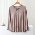 thumbnail image 1 of KIHOUT Women's Household Blouse T-shirt Solid Color Round Neck Long Sleeved Pajama Comfortable Base for External Wear, 1 of 4