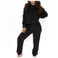 thumbnail image 1 of KIHOUT Clearance Women's Long Sleeve Solid Long Sleeve Ear Tops Set Elastic Waist Long Pants, 1 of 6