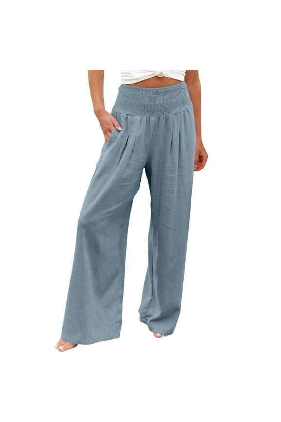 Women's Plus Size Pants Loose Wide Leg Pants High Waist Straight Pants Casualpants