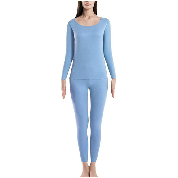KIHOUT Women's Winter Thermal Underwear Woolen Thermal Suit Clothes Trousers Long Sleeved Round Neck Shirt/Shirt Suit