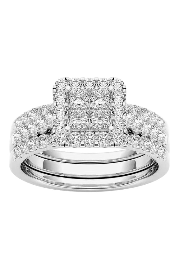 Womens Rings 2-in-1 Set Detachable Shiny Diamond Ring Set Engagement Wedding Rings Inlaid Zircon Ring