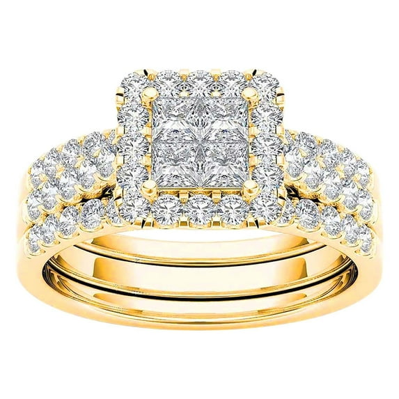 KIHOUT Womens Rings 2-in-1 Set Detachable Shiny Diamond Ring Set Engagement Wedding Rings Inlaid Zircon Ring