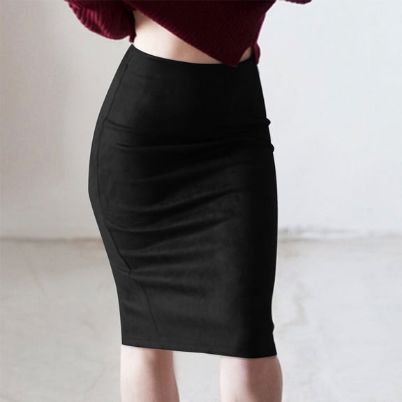 KIHOUT Womens Skirts And Dresses Full Length Suede Skirt With Solid Split Deerskin Velvet Skirt With High Waist And Buttocks