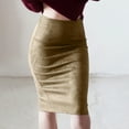 thumbnail image 1 of KIHOUT Clearance Womens Skirts And Dresses Full Length Suede Skirt With Solid Split Deerskin Velvet Skirt With High Waist And Buttocks, 1 of 4