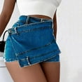 thumbnail image 1 of KIHOUT Womens Skirts And Dresses Women's High Waist Irregular Slimming Denim Culottes With Shorts Skirt, 1 of 6
