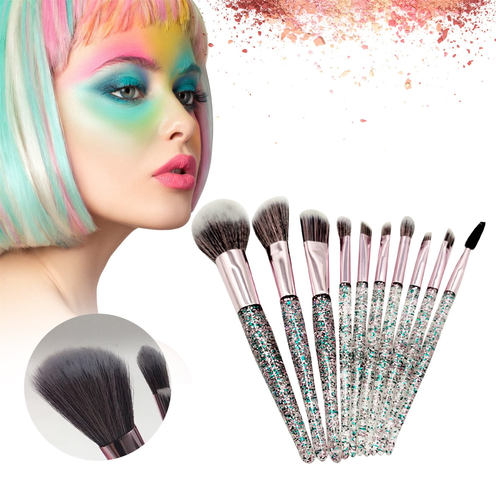 KIHOUT Deals 10Pcs Travel Makeup Brushes Set, Mini Portable Makeup