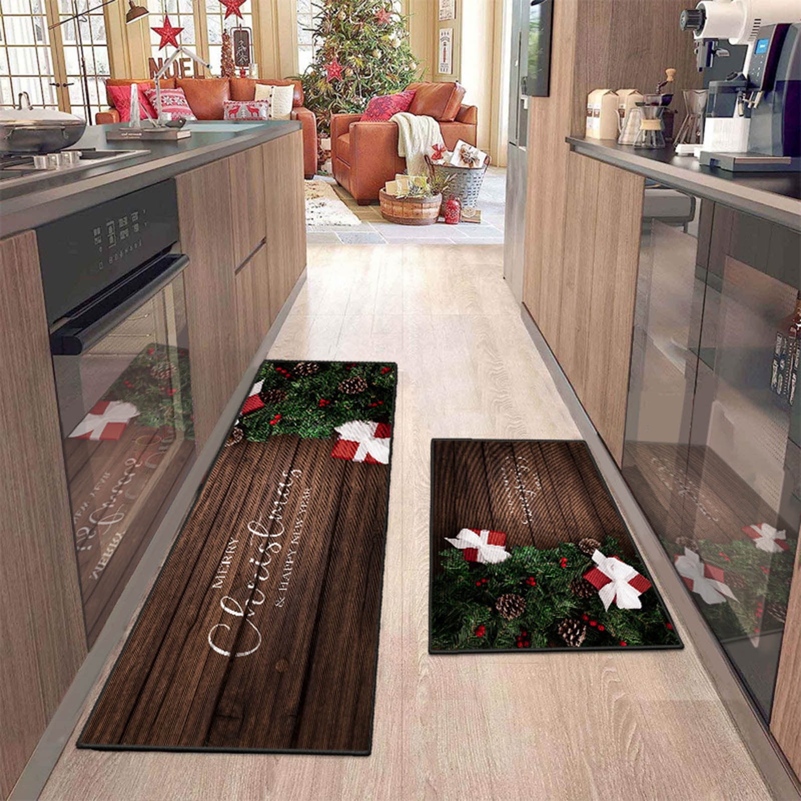 KIHOUT Deals 2 Pcs Christmas Kitchen Rugs And Mats For Floor NonSlip