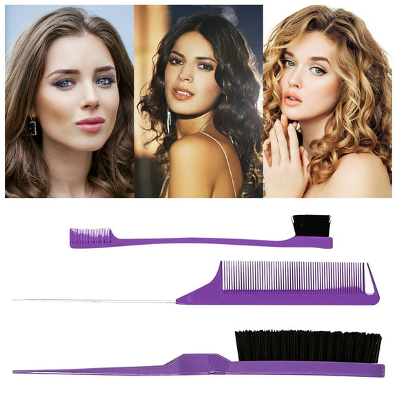 KIHOUT 3 Hair Brush Set Brush and Comb for Control Wig Hair Brush Double Sided Brush Comb Grooming Rat Tail Combs