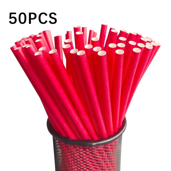 KIHOUT 50 Pack Multicolor Paper Drinking Straws, Eco-Friendly & Biodegradable Durable For Coffee Cold Drinks, Dessert and DIY Decoration