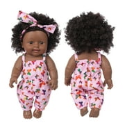 KIHOUT Deals Black Skin Black Baby Cute Curly Hair Lace Skirt 12INCH Vinyl Baby Toy