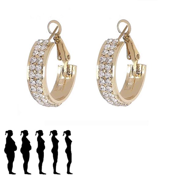 KIHOUT Hair Clip Without Ear Hole Slimming Ear Rings Metal Ear Nail Multilayer Diamond Inlaid C-shaped Lymph Detumescence Ear Rings
