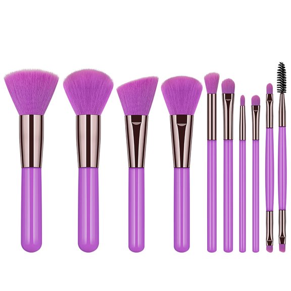 KIHOUT Makeup Brush Set,10Pcs Luminous Makeup Brushes Professional for Perfect Foundation, Powder, Concealer, Cream, Blush, Eyeshadow Application with Soft Bristles, Pink Makeup Brushes