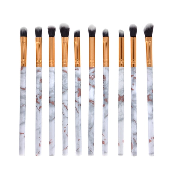 KIHOUT Makeup Brushes Crystal Handle Set, 10 PCS Marble Cosmetic Brush Powder Foundation Brush Concealer Eye Shadow Eyeliner Eyebrow Brush