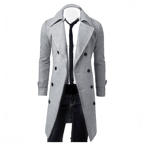 KIHOUT Men's Long Sleeve Slim Fit Overcoat Jacket Trench Coat Business Outwear