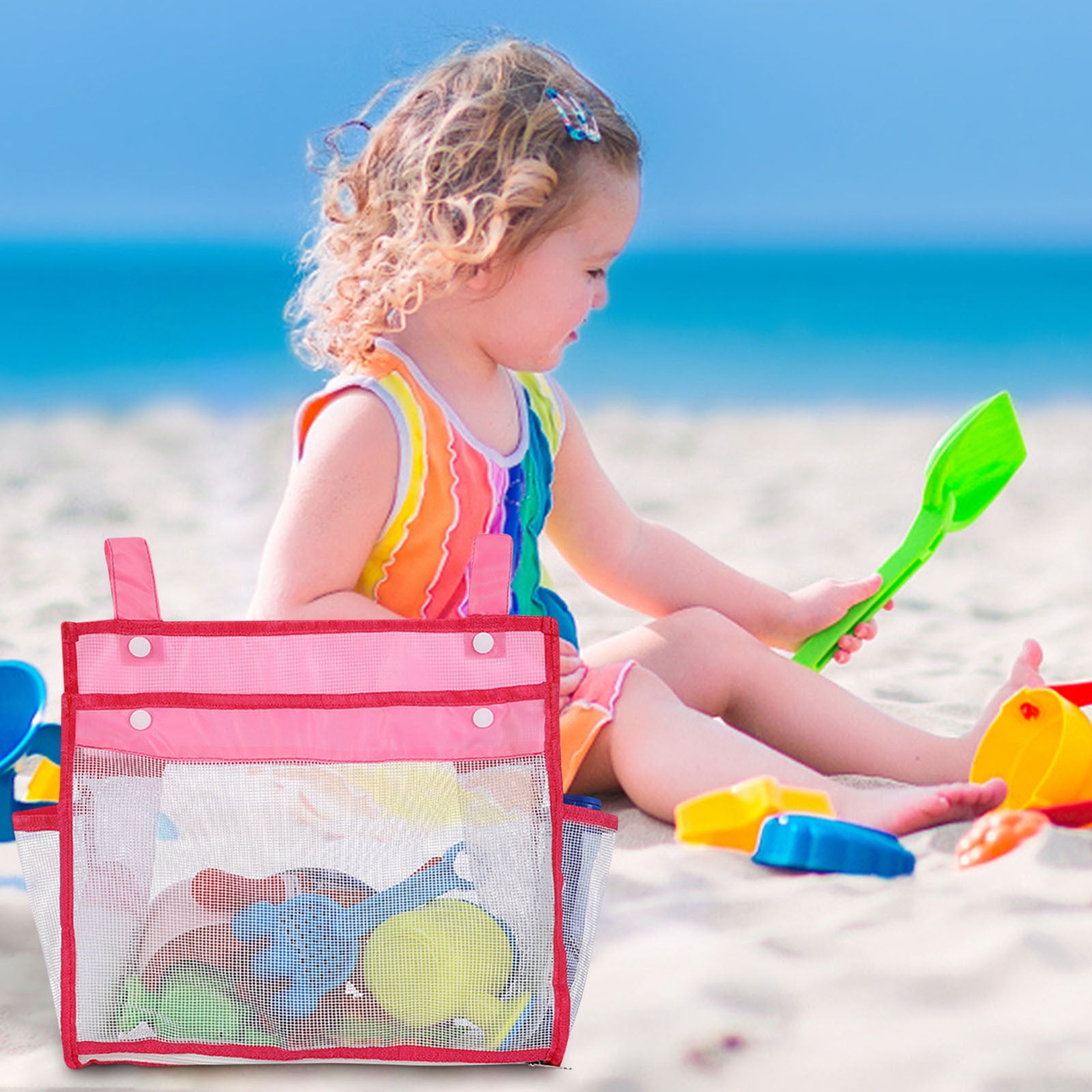 KIHOUT Clearance Mesh Beach Bag Beach Toy Tote Bag Foldable Lightweight