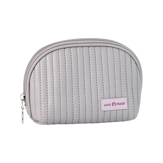KIHOUT Large Semicircle Makeup Bag, Creamy Leather Waterproof Travel Cosmetic Pouch with Mirror, Portable Organizer