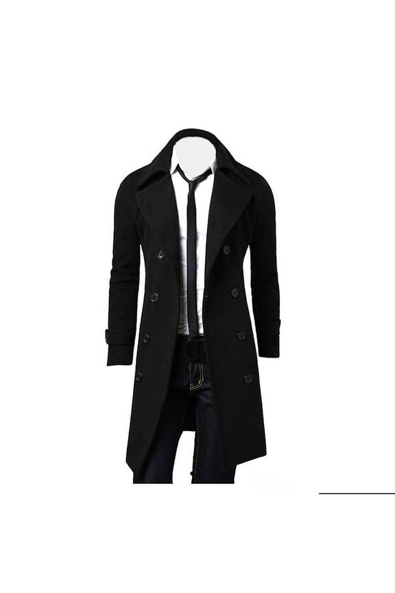 Winter Men Slim Stylish Trench Coat Double Breasted Long Jacket Coat