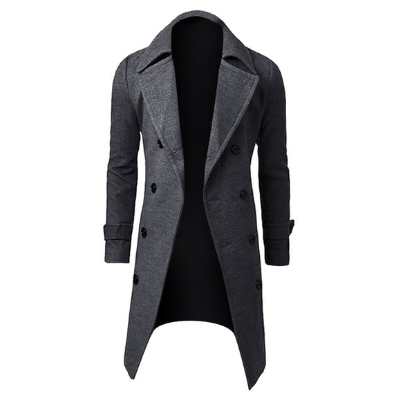 KIHOUT Winter Men Slim Stylish Trench Coat Double Breasted Long Jacket Coat