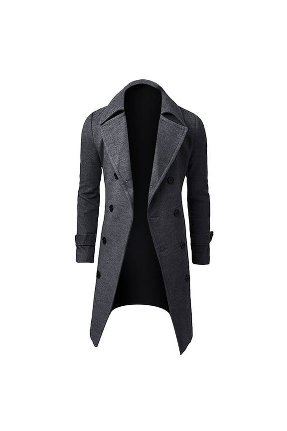 Winter Men Slim Stylish Trench Coat Double Breasted Long Jacket Coat