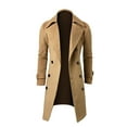 thumbnail image 1 of KIHOUT Winter Men Slim Stylish Trench Coat Double Breasted Long Jacket Coat, 1 of 7