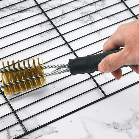 KIHOUT Wire Grill Brush-Safe Stainless Steel Brushes Bristles-BBQ Grill Cleaning Brush for Weber Gas Charcoal,Porcelain,Cast Iron & All Grilling Grates Accessories Gift(10.23x1.96in)
