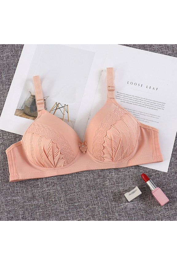 Woman's Solid Color Comfortable Hollow Out Perspective Bra Underwear No Rims
