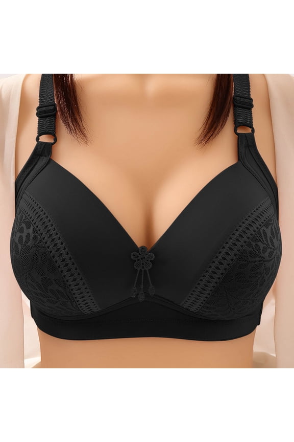 Woman's Solid Color Comfortable Hollow Out Perspective Bra Underwear No Rims