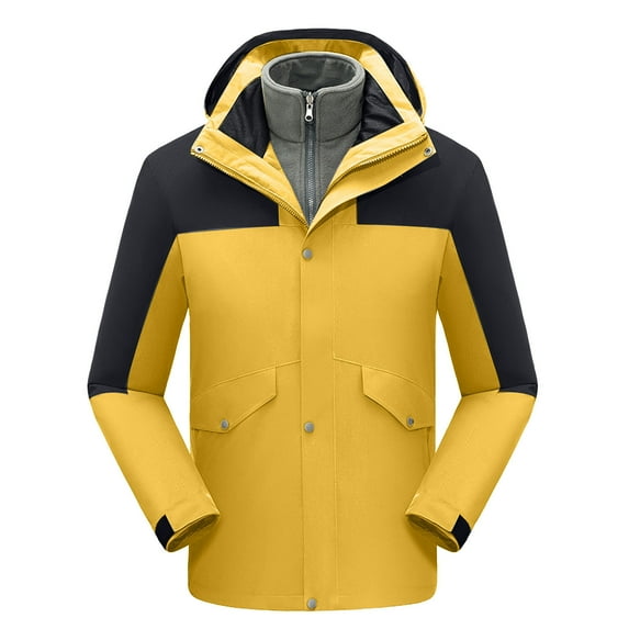 KIHOUT Deals Women's Windproof And Warm Windbreaker Solid Color Three In One Mountaineering Suit For Men And Women,Charging Jacket