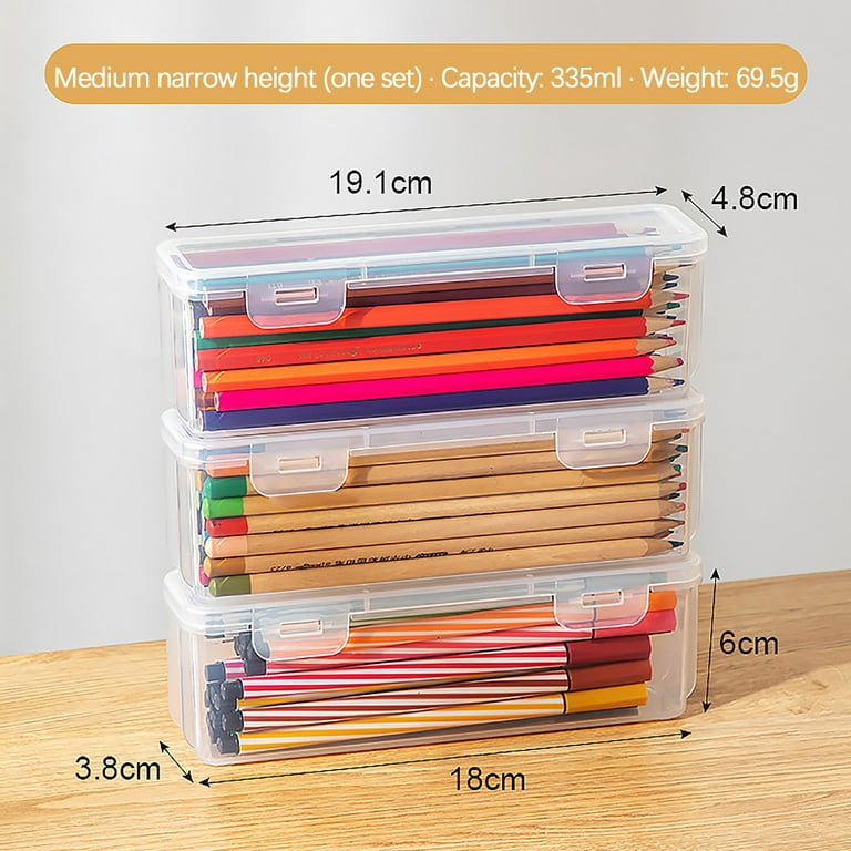 KIHOUT Discount Pencil Case Extra Large Capacity Plastic Pencil Box  Stackable Translucent Clear Pencil Box Office Supplies Storage Organizer Box  