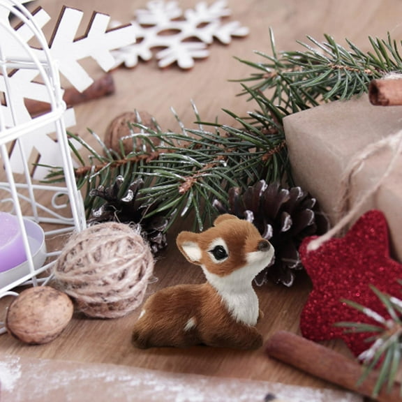 KIHOUT Simulation Mini Sika Deer Lying Deer Decoration Simulation Sika Deer Model