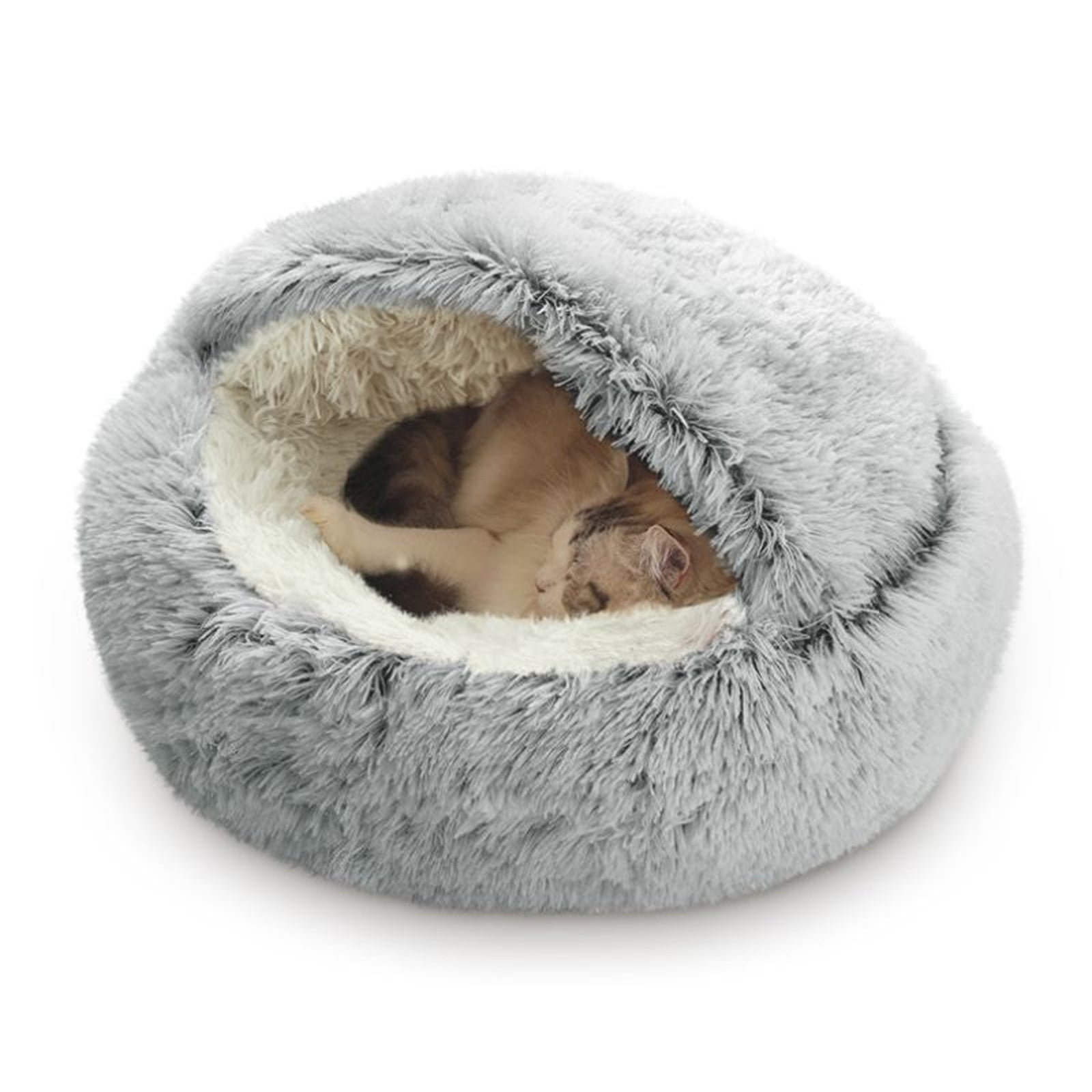 KIHOUT Dog Cave Bed for Small Dogs Cats Pets Anti Anxiety Calming Plush Lining Dog Beds Fluffy Covered Hooded Cozy Burrow Puppy Beds Anti Slip Bottom Washable Pet Sleep Bag 40CM Walmart