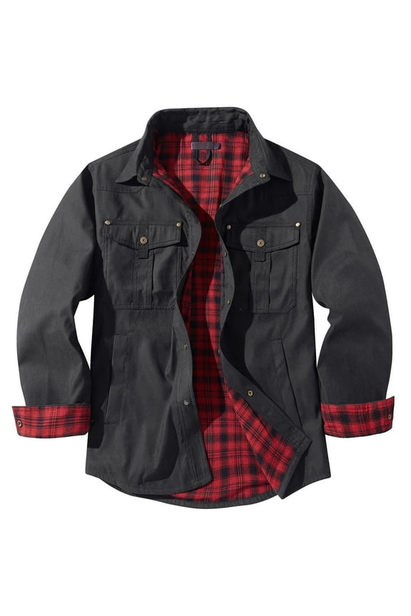 Fall and Winter Plus Size Men's Fashion Casual Solid Color Cargo Pockets Long Sleeve Outwear Coat S-2XL