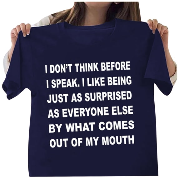 KIHOUT Fashion Tops for Women Unisex Funny Printed Pattern Casual Soild Color Short Sleeve Tops, Size S-3XL