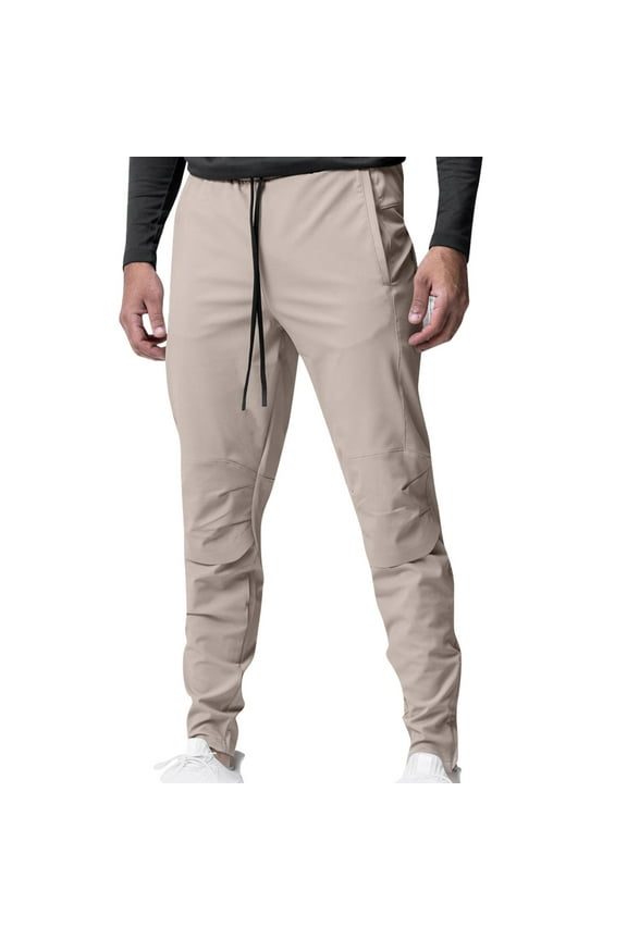 Father's Day Gift Men's Plus Size Cargo Pants Fashion Drawstring Elastic Waist Pockets Casual Long Pants (Beige,M-3XL)