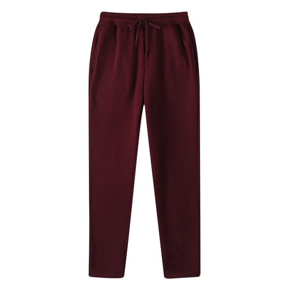 KIHOUT Father's Day Gift Clearance Deal Men's Plus Size Pants Fashion Drawstring Elastic Waist Solid Color Casual Sweat Length Pants Mens Long Pants Trousers Wear In Autumn And Winte(Wine,S-3XL)