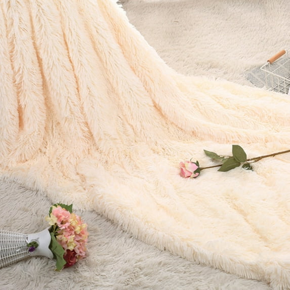 KIHOUT Faux Fur Luxury Throw Blanket,Double Side Soft Fluffy Shaggy Fuzzy Blanket for Couch Sofa Bed 80*120cm