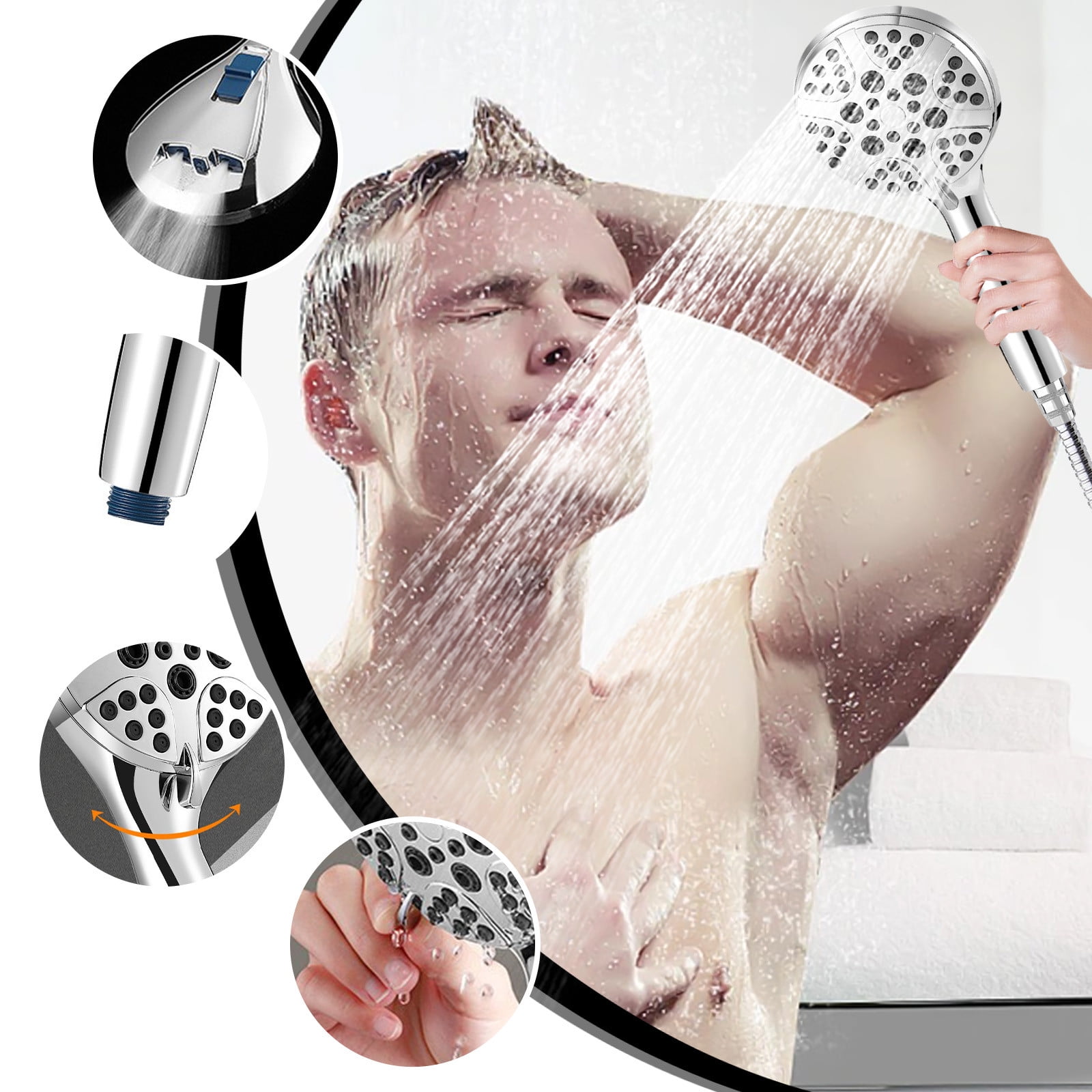 KIHOUT Fire Sale Shower Head With 8 Spray Functions, Saturating Spray
