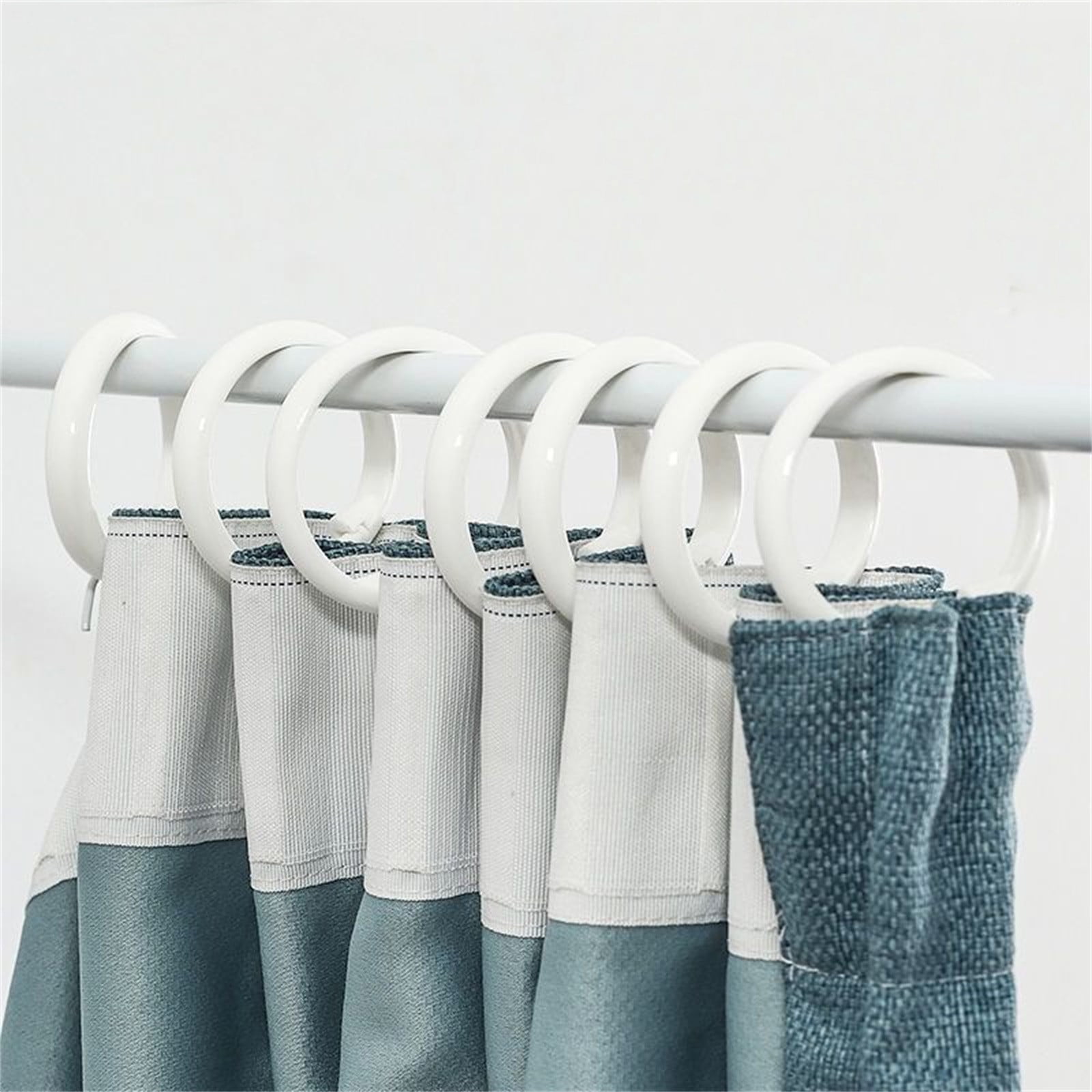 24pcs White Plastic Shower Curtain Hooks Rings C Rings Hanger Bath Drape  Loop Clip Glide (White) 