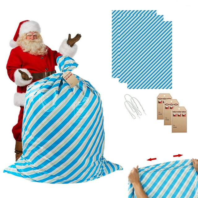 KIHOUT Flash Sale 3 Pieces Santa Sack Extra Large 36x56 Inch Santa Bags Reusable Christmas Bags