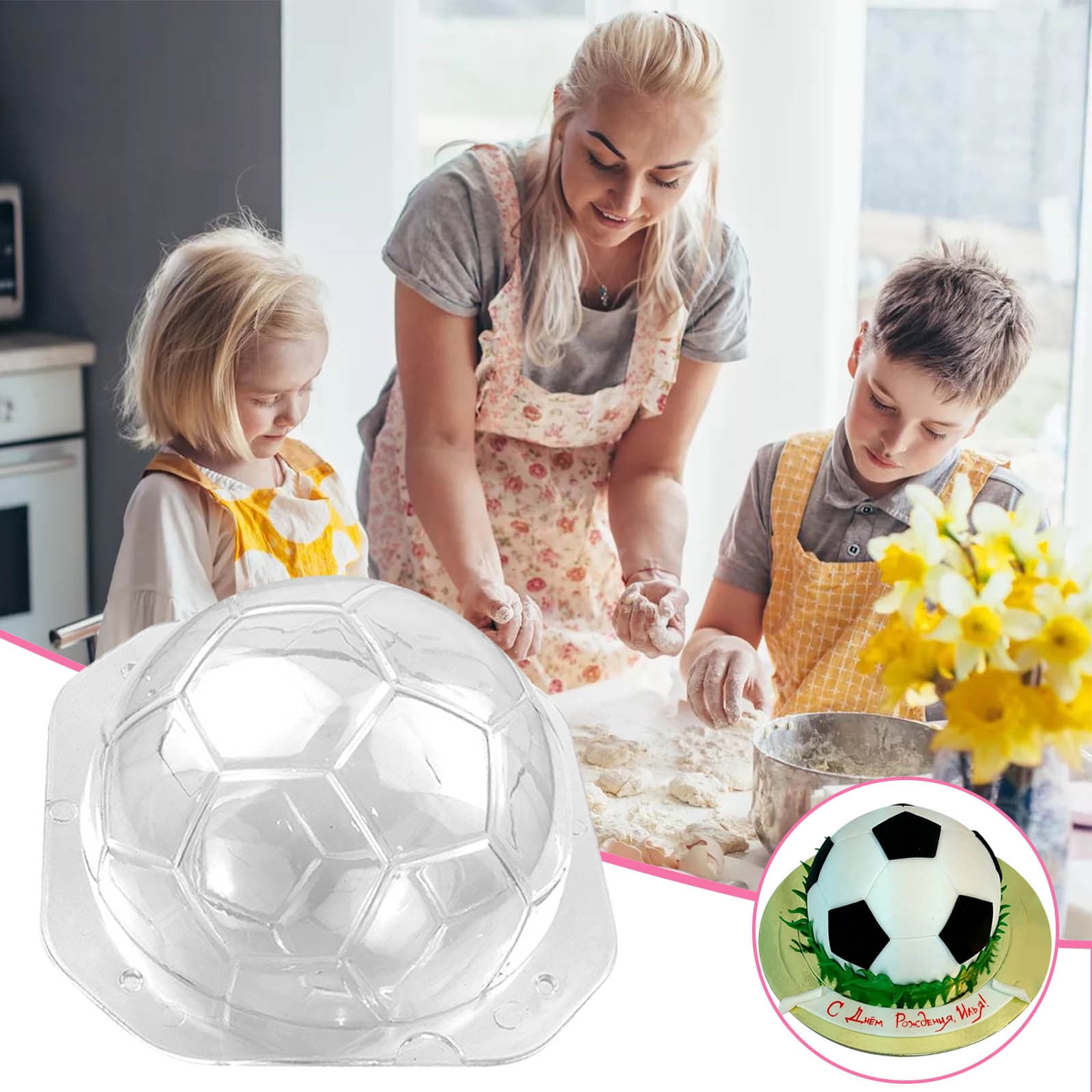 KIHOUT Flash Sales Large 3D Half Soccer Ball Football Shaped Pastry Baking Cake Decorating Pan Mold Birthday Cake Decoration Walmart