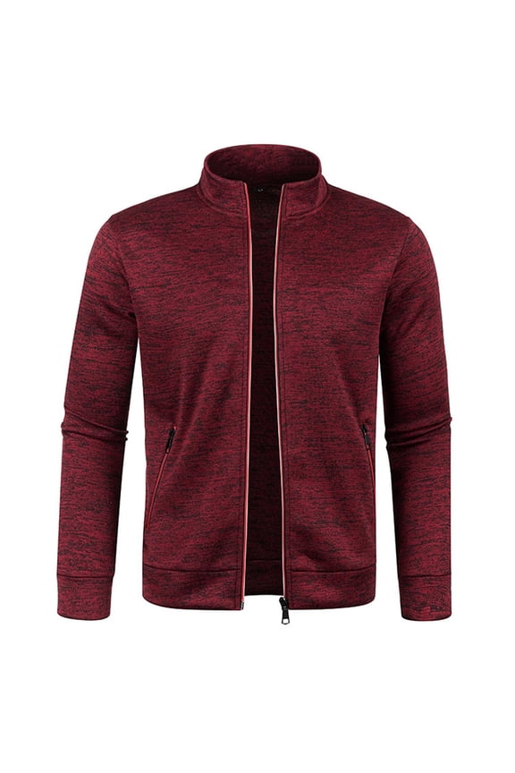 Hoodless Jackets for Men Fall Winter Zip Up Fashion Casual Solid Color Zipper Pockets Long Sleeve Coat Outwear, Size M-5XL