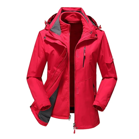 KIHOUT Jackets for Women Deals Unisex Casual Hooded Zipper Thicken Mountaineering Clothing Windproof Breathable Ski Suit Jacket