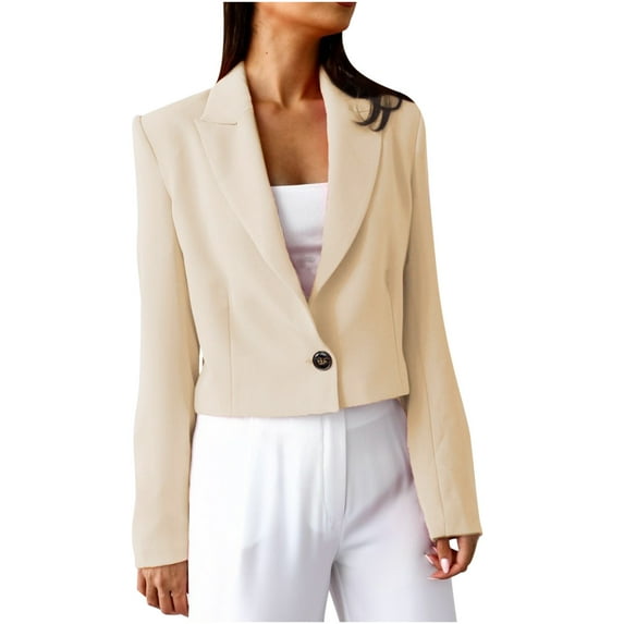 KIHOUT Jackets for Women Deals Women's Spring And Autumn Solid Color Long Sleeve Button Lapel Thin Suit Small Jacket