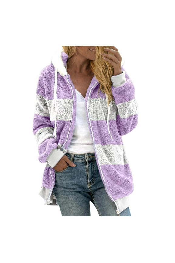 Jackets for Women Women's Zipper V-Neck Pullover Tops Long Sleeve Hooded Blouse Sweatshirt