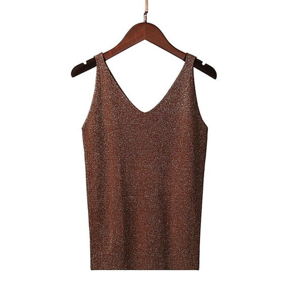 KIHOUT Ladies Summer Tops Plus Size Solid Color Camisole Sleeveless V Neck Tank Top