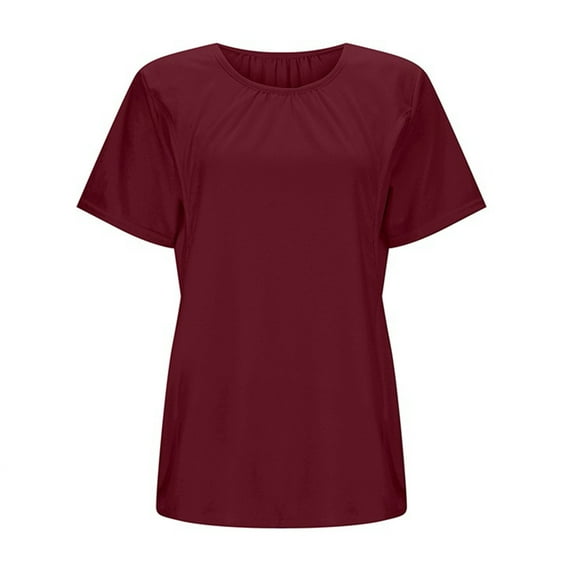 KIHOUT Maternity Clothes for Women Pregnant Ladies Nursing Solid Color Round Neck Short Sleeve Round Neck Breastfeeding Blouse