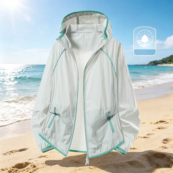 KIHOUT Men Summer Thin UPF50+ Breathable Sun Protection Jacket Full Zip Hooded Windbreaker for Fishing Hiking Sports