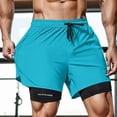 thumbnail image 1 of KIHOUT Men's 2-in-1 Athletic Shorts - 95% Polyester 5% Spandex, Drawstring Elastic Waist, Built-in Compression Liner, Split Hem for Running, Fitness and Summer Training, 1 of 8
